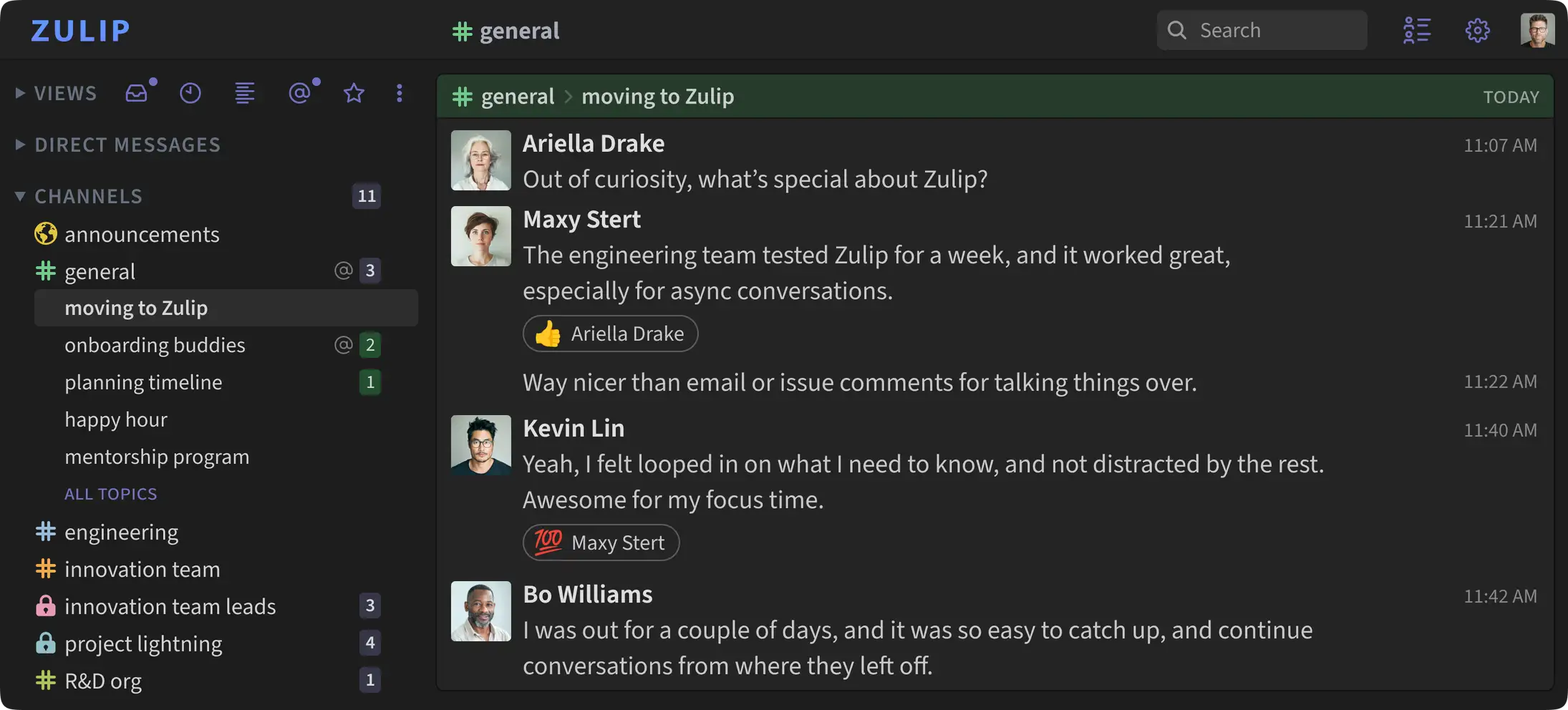 Zulip team chat workspace, self-hosted on RocketVPS